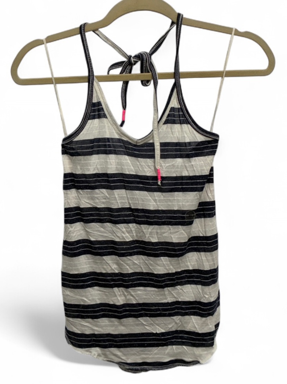 Y2K Aeropostale Striped Blue and White Halter Tank Top